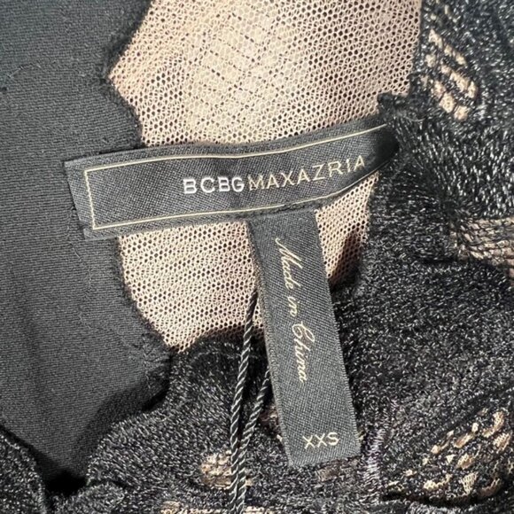 NWT BCBGMAXAZRIA VALENTINE Lace Aplique Sleeveless Black Mini Dress IZD6Y967 XXS - Picture 9 of 16